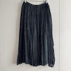 Vintage Boho Celestial Goth Long Skirt XL Black Gold Metallic Tinsel Cottage